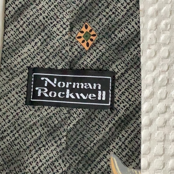 Norman Rockwell Vintage Baseball Theme Silk Neck Tie - Picture 5 of 6